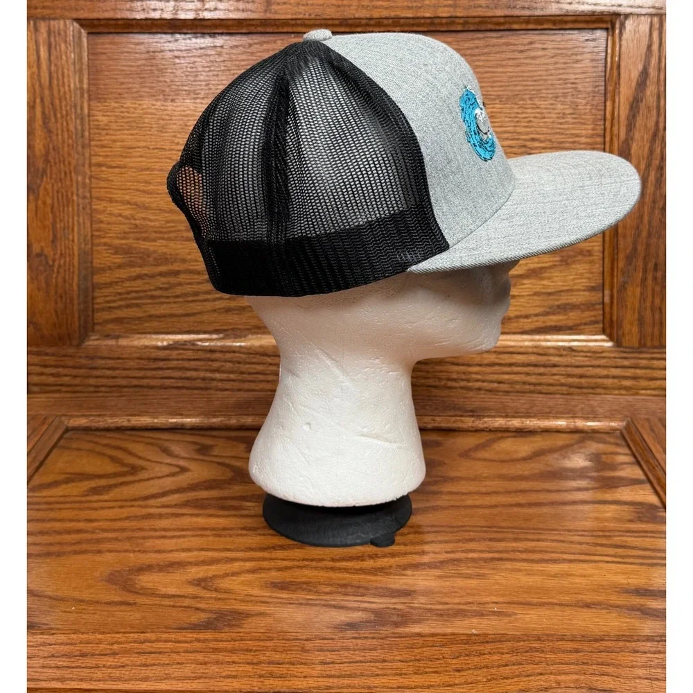 Richardson 511 Cyan Wave Snapback Trucker Hat Gray Black Mesh Flat Brim‎ Cap